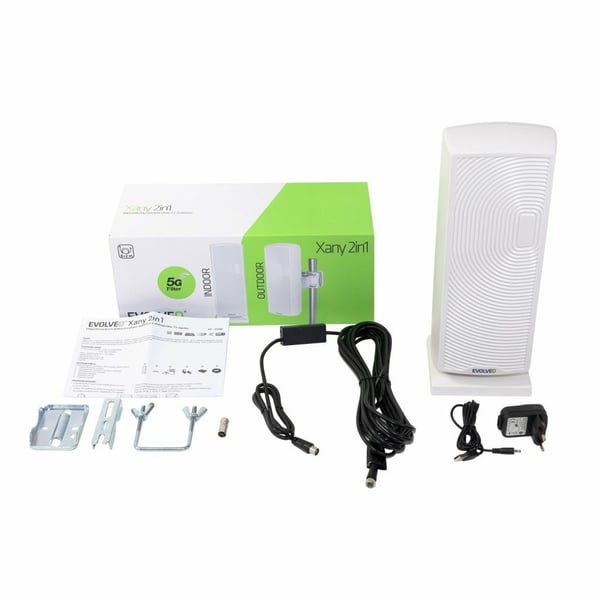 Evolveo TDE Xany 2in1, Sisätila, Ulkona, Valkoinen, 10 m, 43 dBi, DVB-T, DVB-T2, IEC