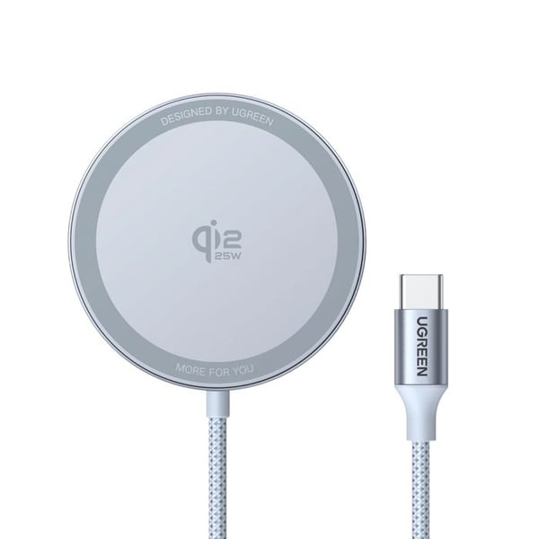 Ugreen MagFlow trådlös laddningsplatta 25W, W753 Qi2-certifierad, silver