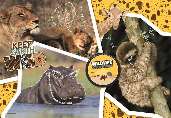 Clementoni SuperColor National Geographic Kids - Adventure wildlife - puslespill - 104 deler