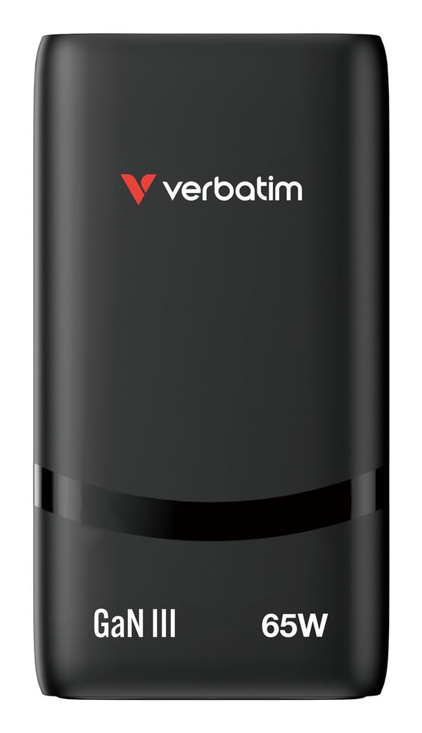 Verbatim Fold 'n' Go - Strømadapter - GaN - 65 watt - 3.25 A - Power Delivery 3.0 + PPS - 2 utgangskontakter (USB-C) - svart - Europa