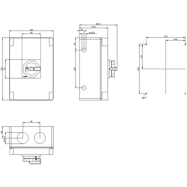 Rød, Gul 3-polet 50 mm² 125 A 1 x sluttekontakt, 1 x brydekontakt 690 V/AC Siemens 3LD28661GP53