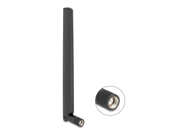 Delock WiFi 7 antenni RP-SMA liitin 2.0 - 4.4 dBi 17 cm suuntaamaton ja kallistusliitäntä musta