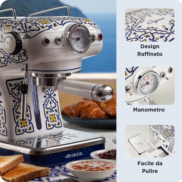 Ariete Capri espressokeitin 15 bar 13891C, valkoinen/vaaleansininen