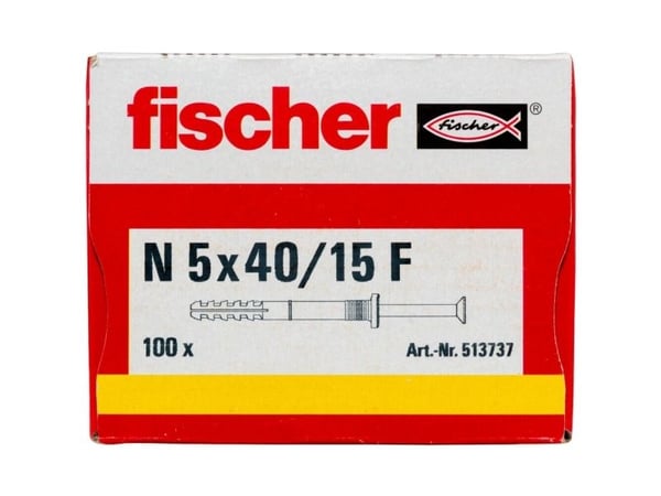 Fischer 513737, Ruuvi- ja seinäpistokesarja, Höyrykarkaistu kevytbetoni, Betoni, Kipsiharkko, Tiili, Nailon, Sinkkipinnoitettu teräs, Pozidriv, PZ2