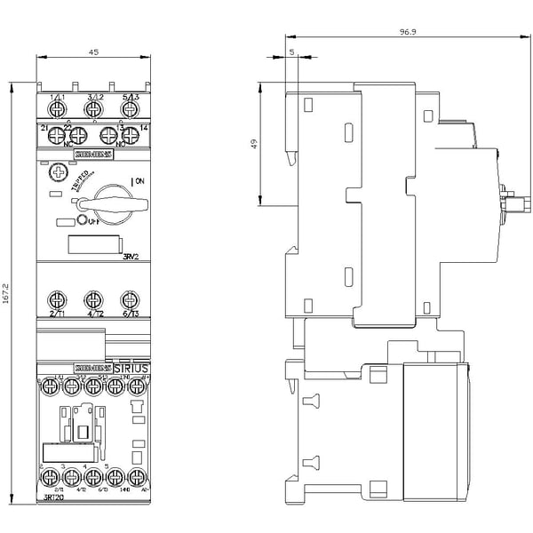 Siemens 3RA2115-1HA17-1BB4, 167 mm, 55 mm, 176 mm, 116 mm, 669 g, 1 kpl