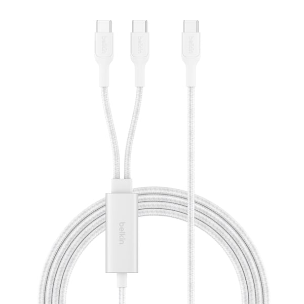 Belkin BoostCharge Pro - USB-kabel - USB-C (hann) til USB-C (hann) - USB 2.0 - 1.5 m - USB Power Delivery (140W), braided - hvit