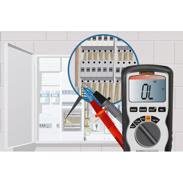 Laserliner MultiMeter-Compact, Digitaalinen yleismittari, Kädessä pidettävä yleismittari, 4 - 600 V, 4 - 600 V, 1,5% + 4, 0,5% + 2