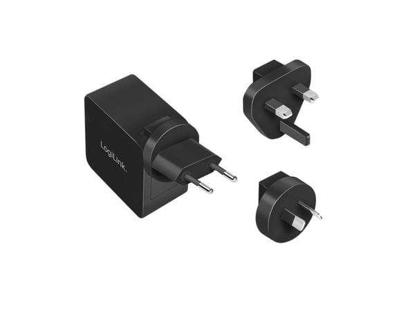 LogiLink USB-matkasovitin, USB-C, GaN-tekniikka, musta Pistoke yli 100 maahan, lähtö: 1x USB-C-liitin, - 1 kpl (PA0302)