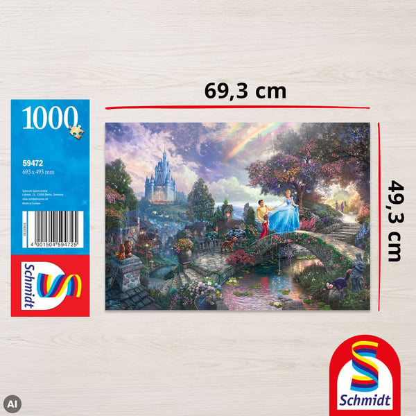 Schmidt Spiele Disney Cinderella, 1000 stykker, Tegneserier, 12 år