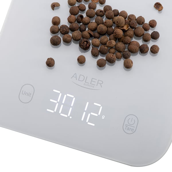 Adler AD 3181G, Sähkökeittiövaaka, 10 kg, 1 g, Harmaa, Pöytämalli, Suorakulmio