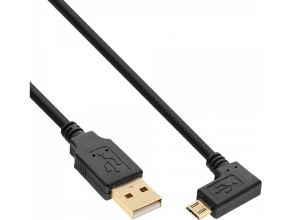 InLine 31705T, 0,5 m, USB A, Micro-USB B, USB 2.0, Hane/Hane, Svart