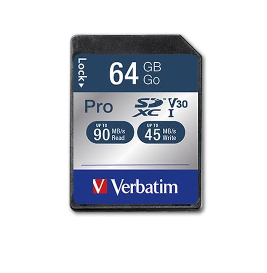 Verbatim PRO - Flashminneskort - 64 GB - UHS Class 3 / Class10 - 300x/600x - SDXC UHS-I
