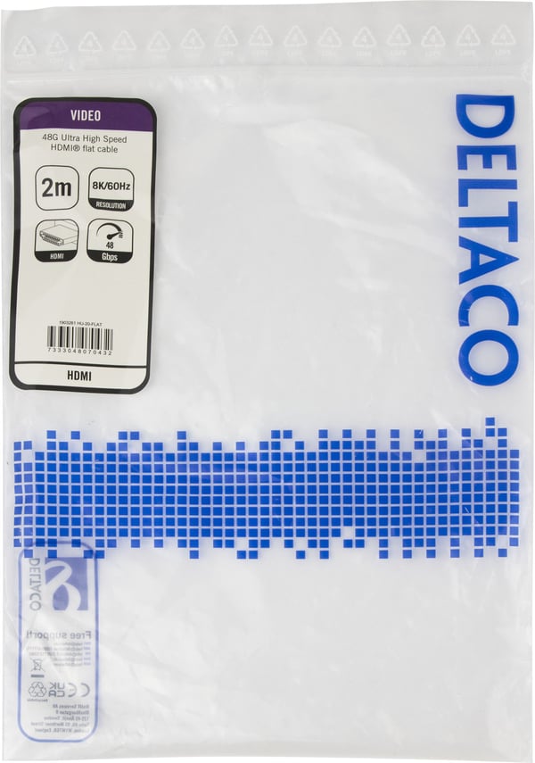 DELTACO - Ultra High Speed - HDMI-kabel - HDMI hann til HDMI hann - 2 m - svart - 4K 120 Hz støtte, 8 K 60 Hz (7680 x 4320) støtte
