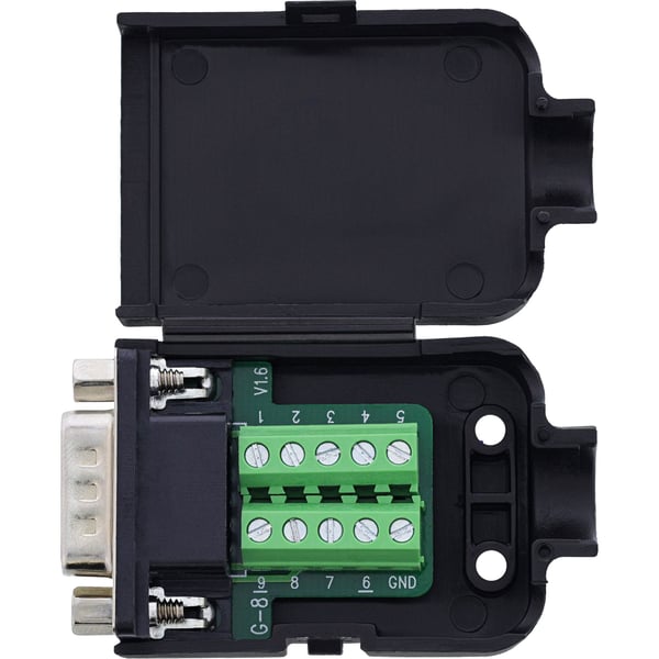 InLine 92501J, Terminal block / D-Sub 9, Svart, Hane/Hona, 26/18, 300 V, 10 mO