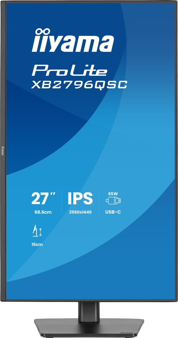 iiyama ProLite XB2796QSC-B1 - LED-skjerm - 27" - 2560 x 1440 QHD @ 75 Hz - IPS - 350 cd/m² - 1000:1 - 4 ms - HDMI, USB-C - høyttalere - svart, matt
