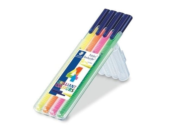STAEDTLER triplus textsurfer - Markeringspenn - neongrønn, neongul, neonoransje, neonrosa - vannbasert fargeblekk - 1-4 mm - fin og bred (en pakke 4)