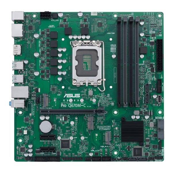 ASUS Pro Q670M-C-CSM - Hovedkort - micro ATX - LGA1700-sokkel - Q670 Chipset - USB 3.2 Gen 2, USB-C Gen1, USB 3.2 Gen 1 - Gigabit LAN - innbygd gra...