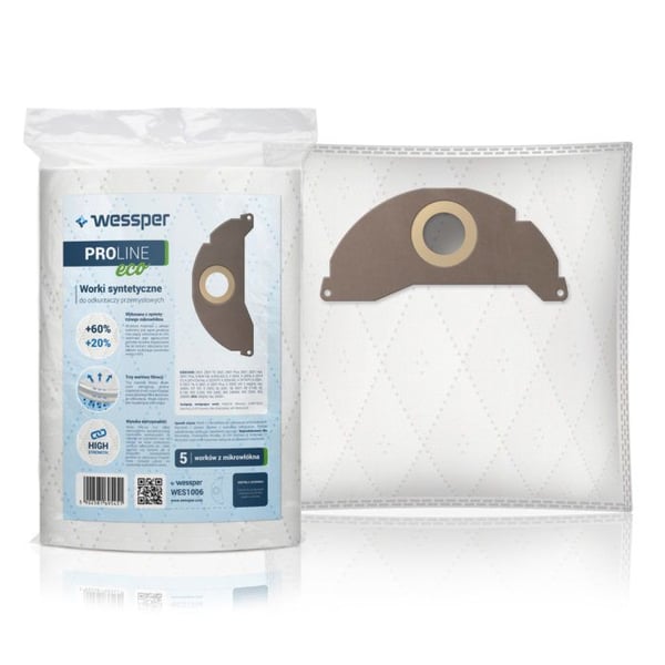 Wessper WES1006, Cylinderdammsugare, Dammpåse, Vit, Mikrofiber, Syntetisk, KMB13K, 6.904-322.0, IZ-K2, Q038, Q038-micro, WP-8934, Kärcher