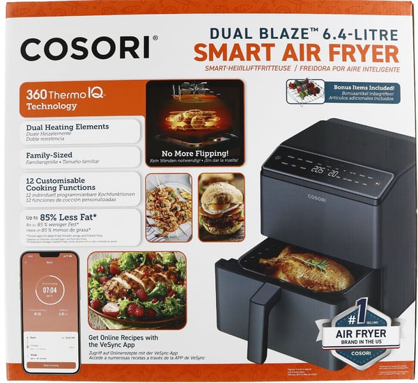 Cosori Dual Blaze Smart Air Fryer Mörkgrå - 6,4 liter