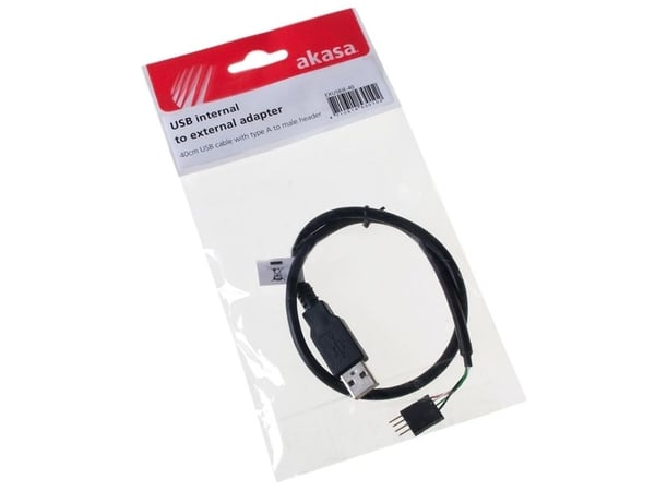 AKASA EXUSBI-40 intern USB-förlängningskabel 9-pin USB 2.0 0,4 m svart