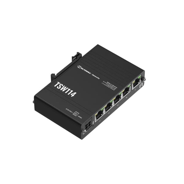 Teltonika TSW114 - Switch - ikke-styrt - 5 x 10/100/1000 - DIN-skinnemonterbar, veggmonterbar - Passive PoE