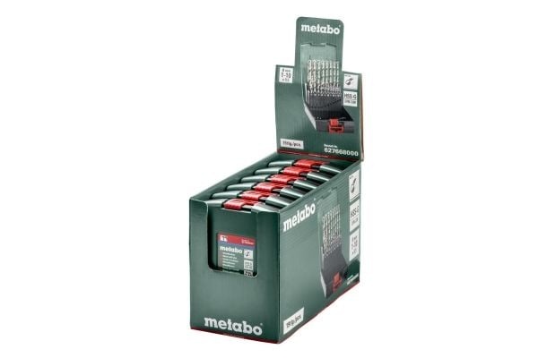Metabo 627668000, Borr, Borrsats, 1 cm, Legerat stål, Gjutjärn, Cast steel, grafit, Plast, Stål, Låda, 19 styck