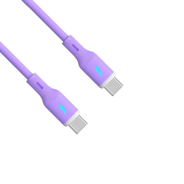 Akyga - USB-kabel - USB-C (hann) til USB-C (hann) - USB 2.0 - 20 V - 3 A - 1 m - USB-C Power Delivery (60W) - purpur