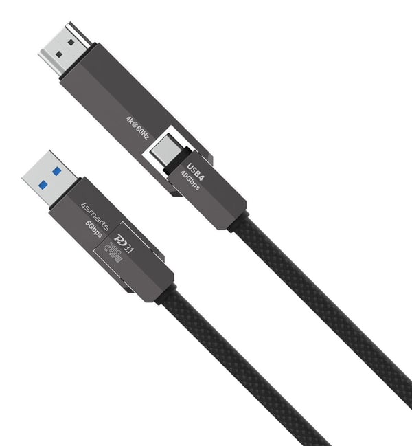 4smarts 549240, 1,5 m, USB C, USB C, USB4 Gen 3x2, 40 Gbit/sek, Svart