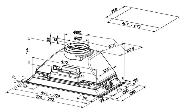 Faber Inka Smart C LG A52 integrert ventilator 335 m³/h, grå