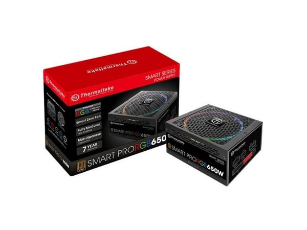 Thermaltake SMART PRO RGB SPR-650AH3FSB-R - Virtalähde (sisäinen) - ATX12V 2.4/ EPS12V 2.92 - 80 PLUS Bronze - AC 100-240 V - 650 Watt - aktiivinen...
