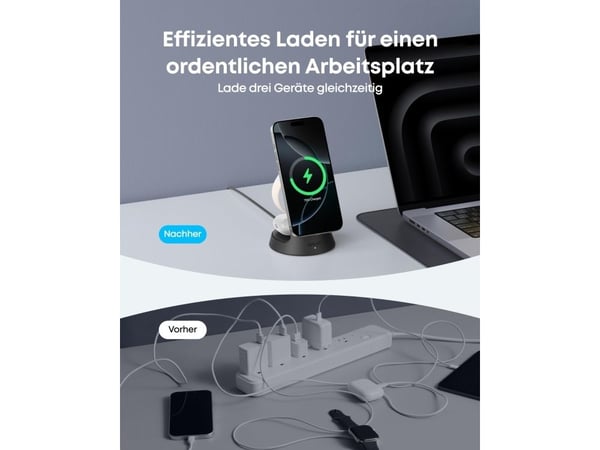Anker MagGo, inomhus, USB, Trådlös laddning, Svart