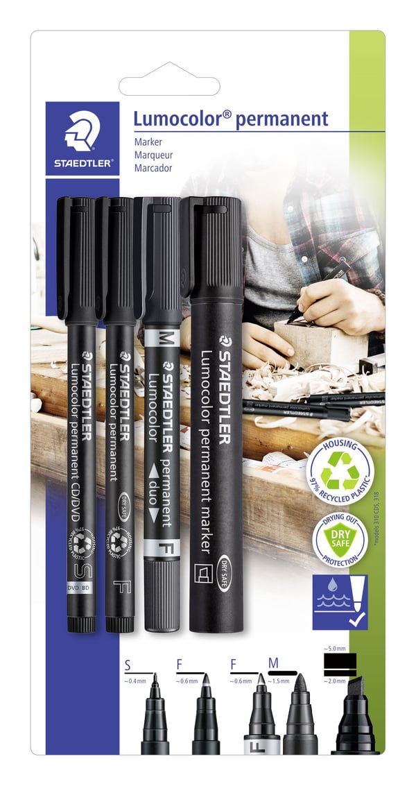 Staedtler 60 BK, Musta, Musta, 4 kpl