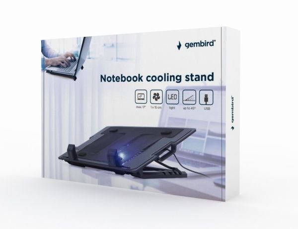 Gembird - Fläkt till bärbar dator/notebook - 17" - 150 mm - svart
