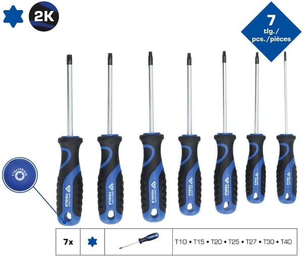 KS TOOLS Werkzeug-maschinen GmbH skrutrekkersett, 7 deler, Torx-profil (BT034007)