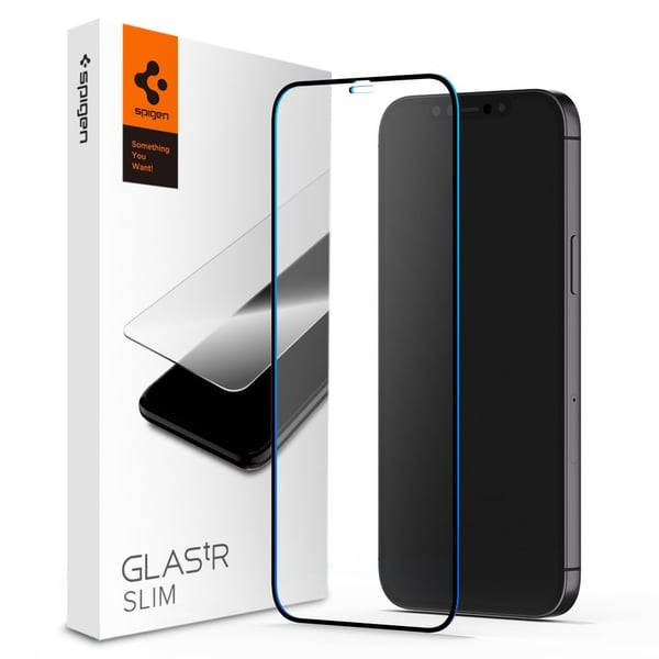 Spigen GLAS.tR Slim - Skjermbeskyttelse for mobiltelefon - full coverage, HD - glass - 6.1" - rammefarge svart - for Apple iPhone 13, 13 Pro