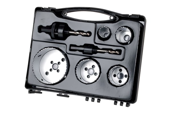 wolfcraft GmbH 5422000, Sett, Drill, Gipsplate, Ikke-jernholdig metall, Plast, Kryssfiner, Tre, Bimetall, Sekskanttange, 4 cm