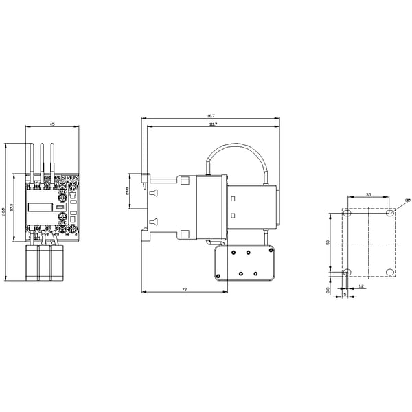 Siemens 3RT2617-1AB03 kondensaattorikytkin, 3 sulkevaa kosketinta, 49 VA, 10 A, 1 kpl, 54 mm, 132,5 mm, 129 mm, 360 g, 1 kpl