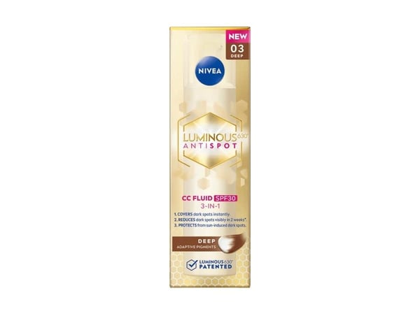 Nivea Luminous 630 Cc Fluid 3 In 1 Spf 30+ Foundation 03 Deep 40ml