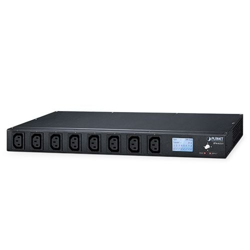 IP-based 8-port Switched Power Manager with 2 Cascaded Ports (AC 100-240V, 16A max. input, 8 IEC C13 outlet 10A max. output, LCD Displays, provides...