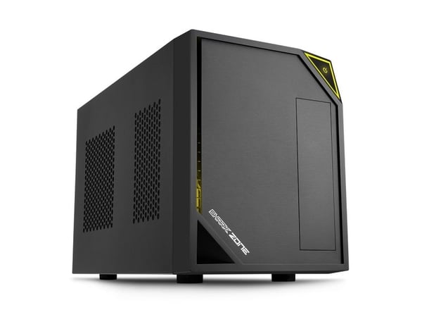 Sharkoon SHARK ZONE C10 Mini-ITX-kotelo ilman virtalähdettä, musta ja keltainen