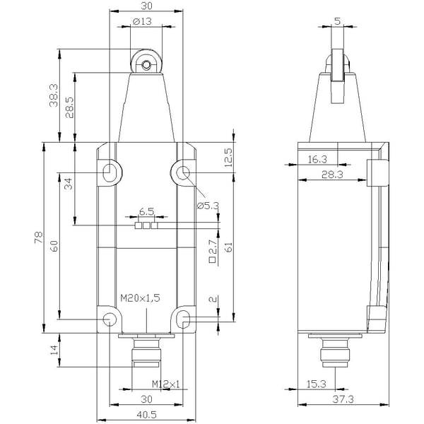 Siemens 3SE51141CD021AF3 3SE5114-1CD02-1AF3 Stopkontakt 3 A Rustfrit stål rulle, Rullestempel IP66, IP67 1 stk