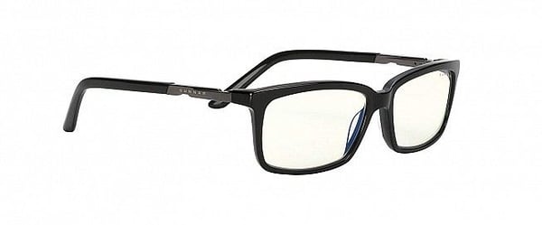 Gunnar Optiks Vertex-pelilasit, suorakulmaiset, musta asetaatti, kirkaslinssiset