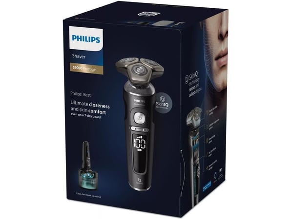 Philips Shaver S9000 Prestige SP9840/32 Parranajokone märkä- ja kuiva-ajoon, Series 9000, Parranajokone kääntyvällä päällä, Harmaa, SH91, 2 vuosi/v...