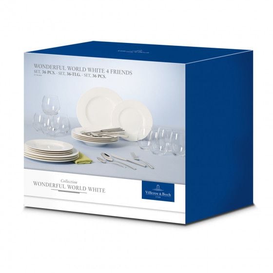 Villeroy & Boch Wonderful World White 4 Friends 36, 4 person(er), Porselen, Hvit, 36 stykker