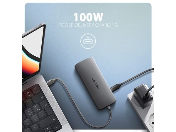 AXAGON HMC-8HLSA - Dokkingstasjon - for bærbar, smarttelefon, skrivebord - USB-C 3.2 Gen 2 / USB4 / Thunderbolt 3 / Thunderbolt 4 - HDMI - 1GbE