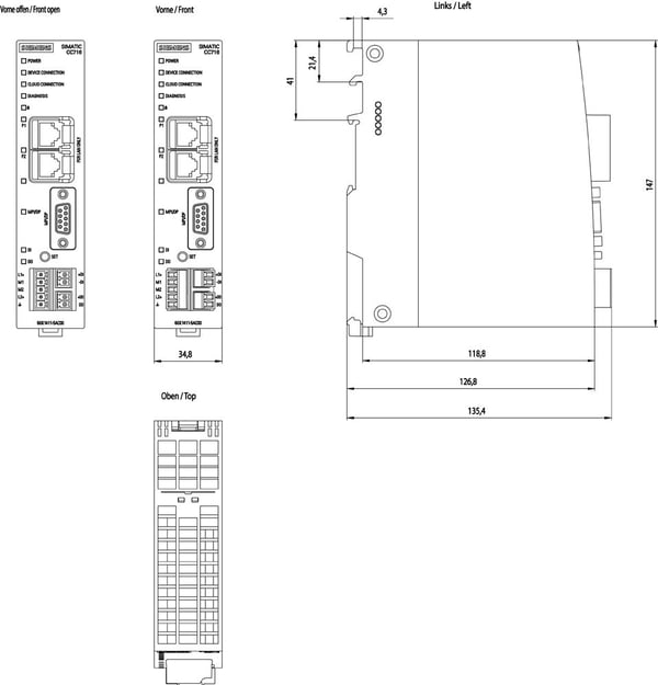 Siemens 6GK14115AC00 6GK1411-5AC00 SPS-IO-Link, CE, REACH, 147 mm, 35 mm, 127 mm, 147 mm, 300 g
