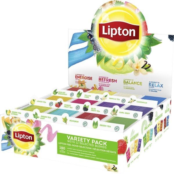 Lipton te-sortiment Variety Pack 12 olika smaker totalt 180 påsar