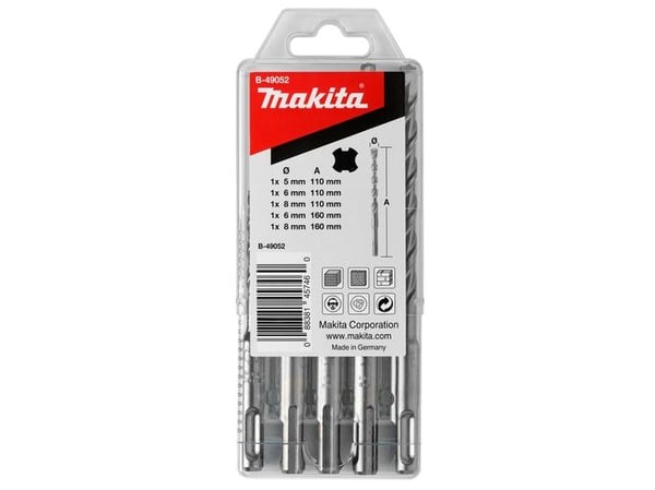 Makita V-PLUS Drill Set #2 - Borrsats - för betong - 5 delar - 5 mm, 6 mm, 8 mm - SDS-plus - längd: 160 mm, 110 mm