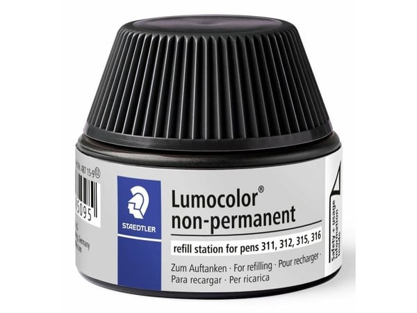 Staedtler Lumocolor 487 15, musta, 15 ml, 1 kpl, musta, Saksa