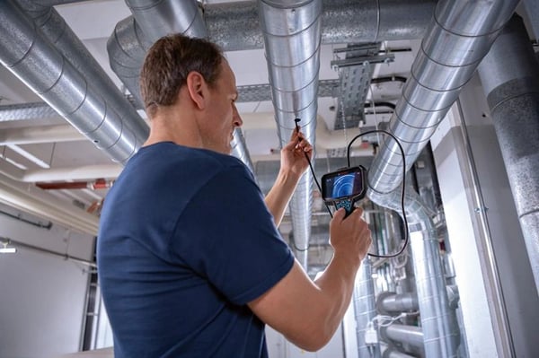 Bosch GIC 12V-5-27 C PROFESSIONAL, 1280 x 720 pikseliä, 12,7 cm (5"), 75°, 8,3 mm, Joustava ja totteleva anturi, musta, Sininen